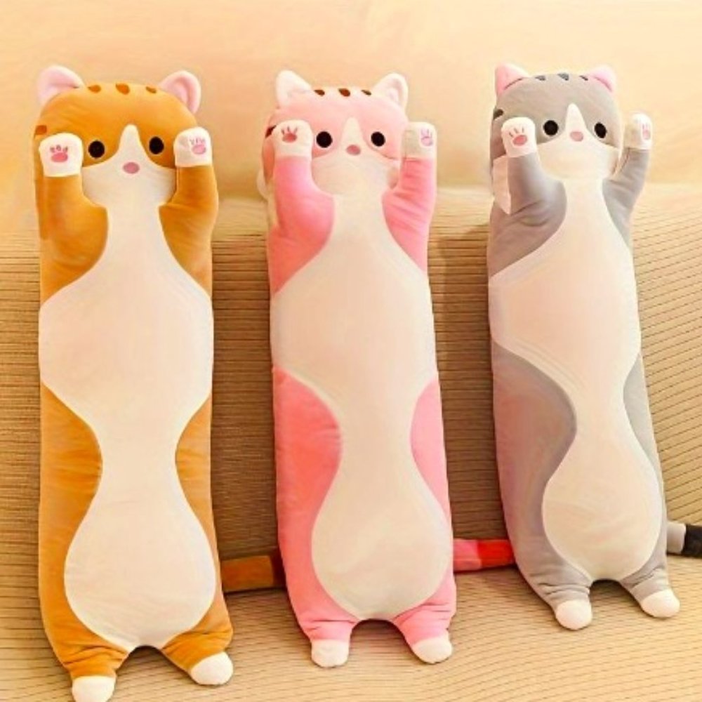 20 Inch Long Cat Plush - Pink